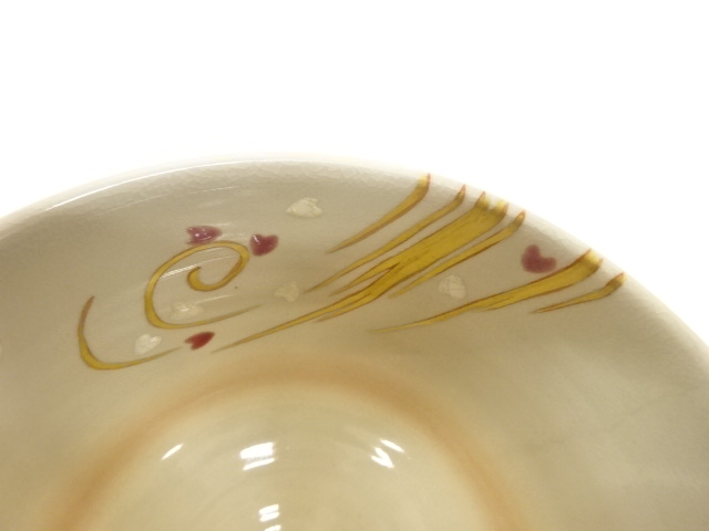  京焼　中村美峰造　色絵　桜風吹之図　茶碗